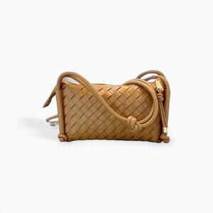 NEW CEJON woven trapezoid shoulder crossbody bag in camel